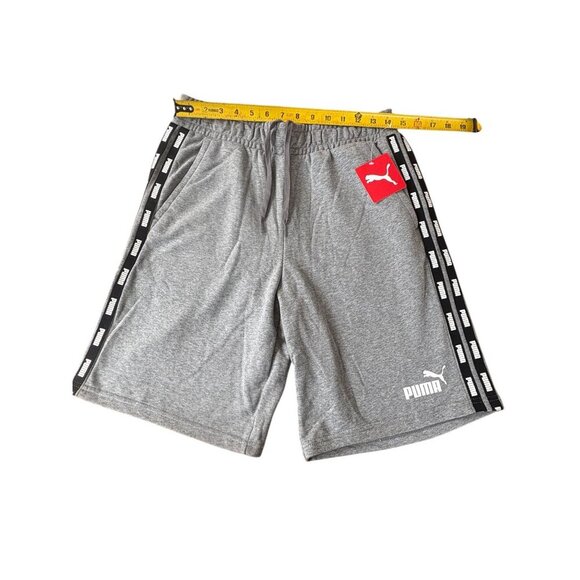Puma Mens Gray Athletic Shorts With Logo Tape Sides & Drawstring Waist - Size M - Picture 4 of 6